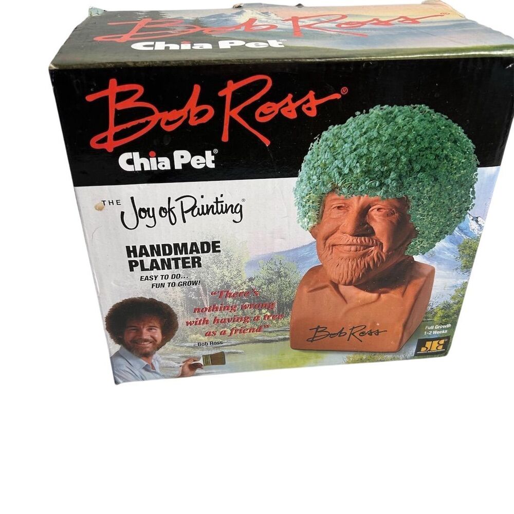 Bob Ross Chia Pet Handmade Planter Multicolor‎ Art Nature Figurine